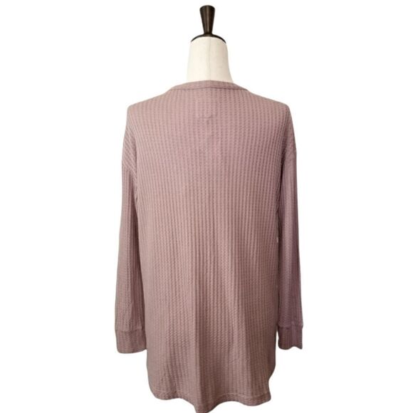Chaser Keelia Blush Split Neck Thermal Knit Top Size M - Picture 3 of 10